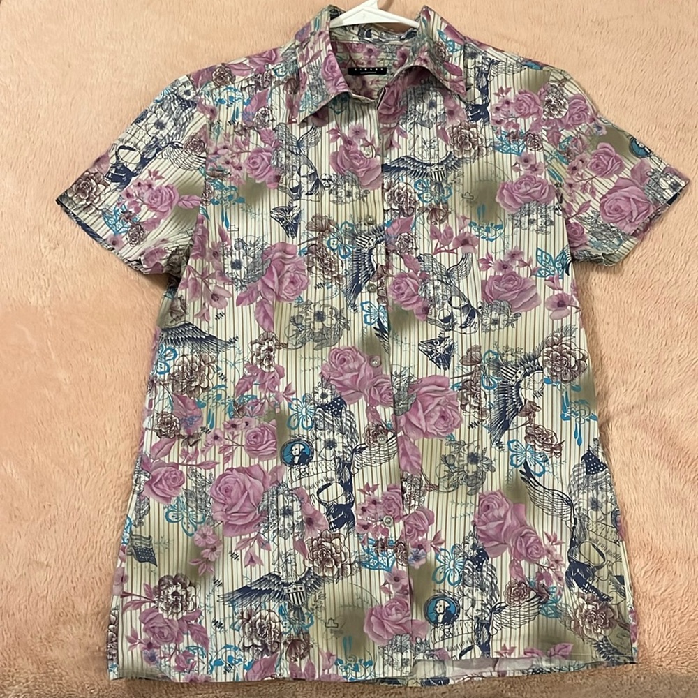 Vintage Sisley Purple Floral Men’s Shirt